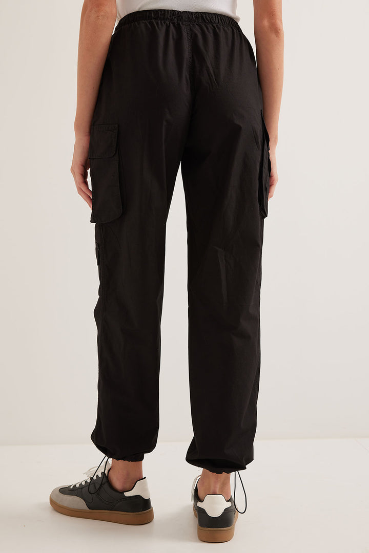 BGD Women Woman Black Cargo Pants with Pocket Detail 6655 - Avondale