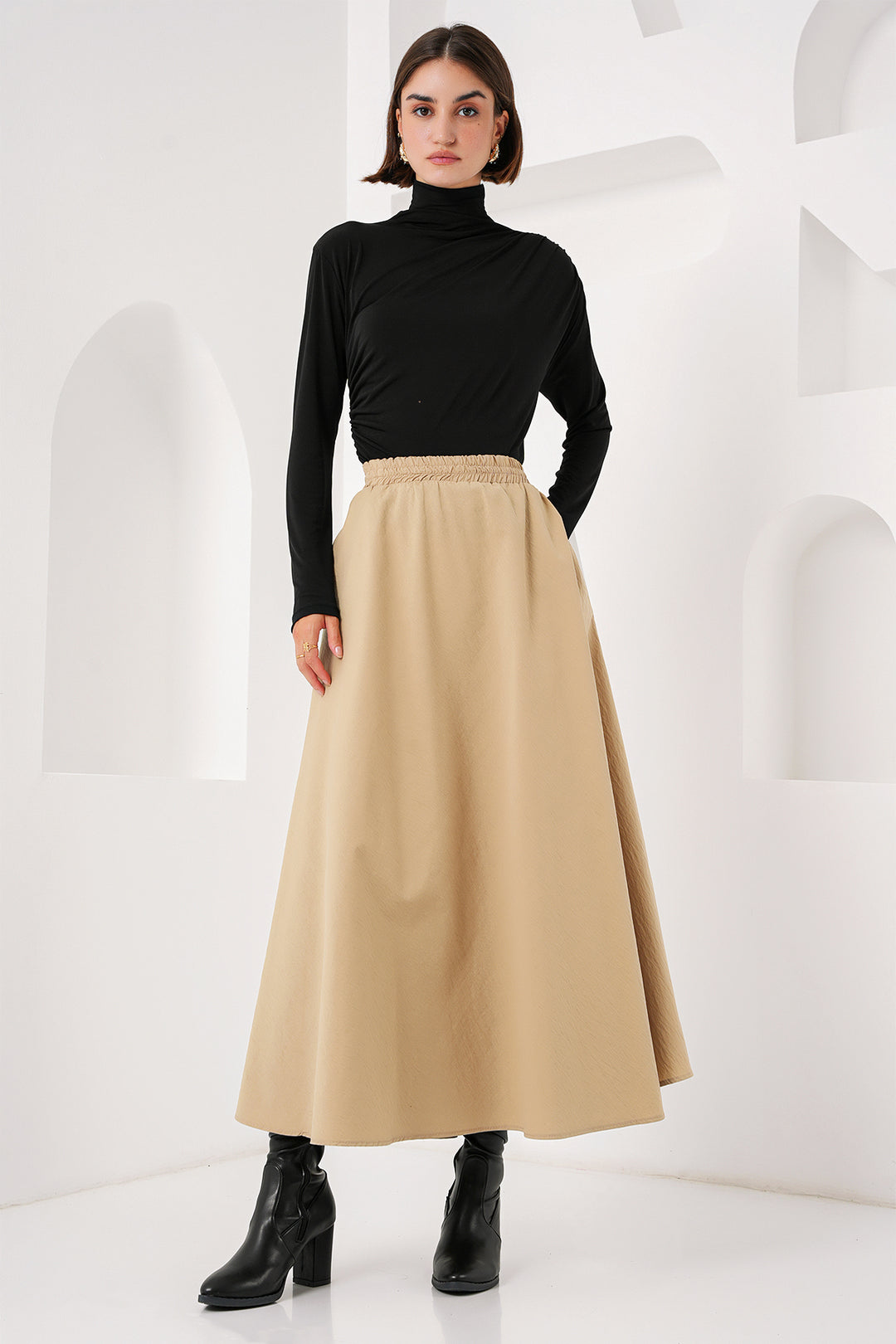 BGD Women Woman Pocket Detailed Long Skirt 8024 - Camel - Avondale