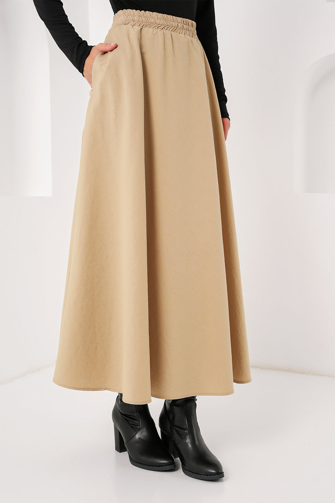 BGD Women Woman Pocket Detailed Long Skirt 8024 - Camel - Avondale