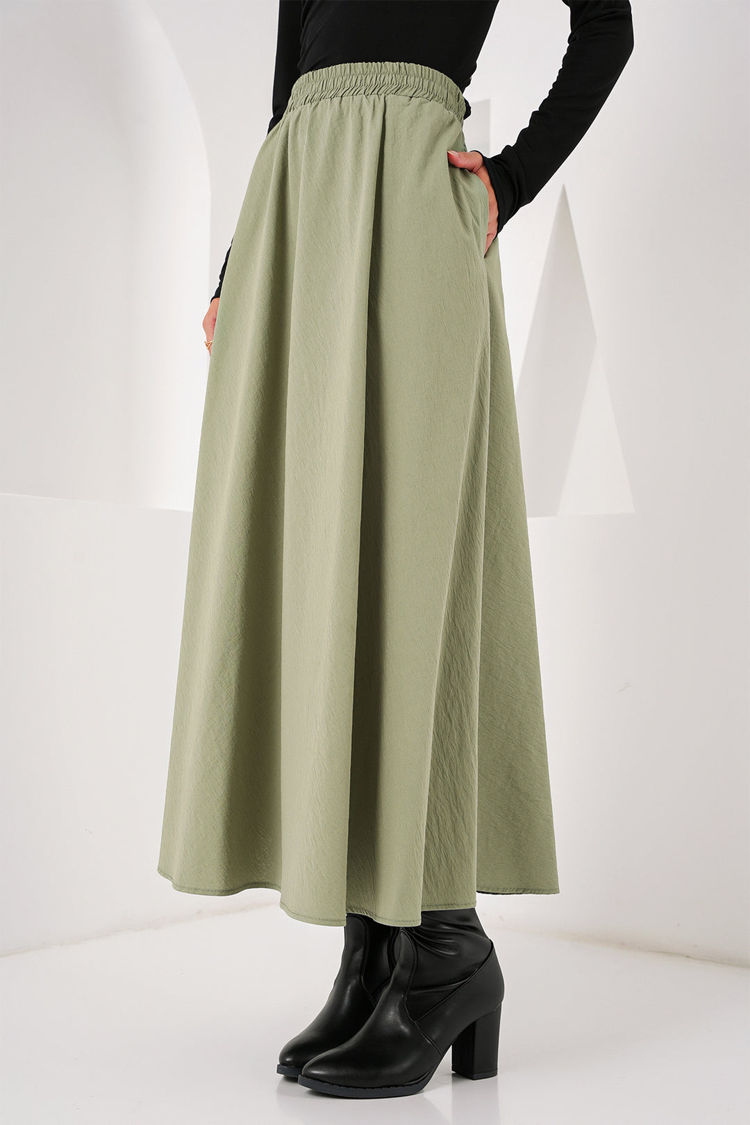 BGD Women Woman Pocket Detailed Long Skirt 8024 - Khaki - Avondale