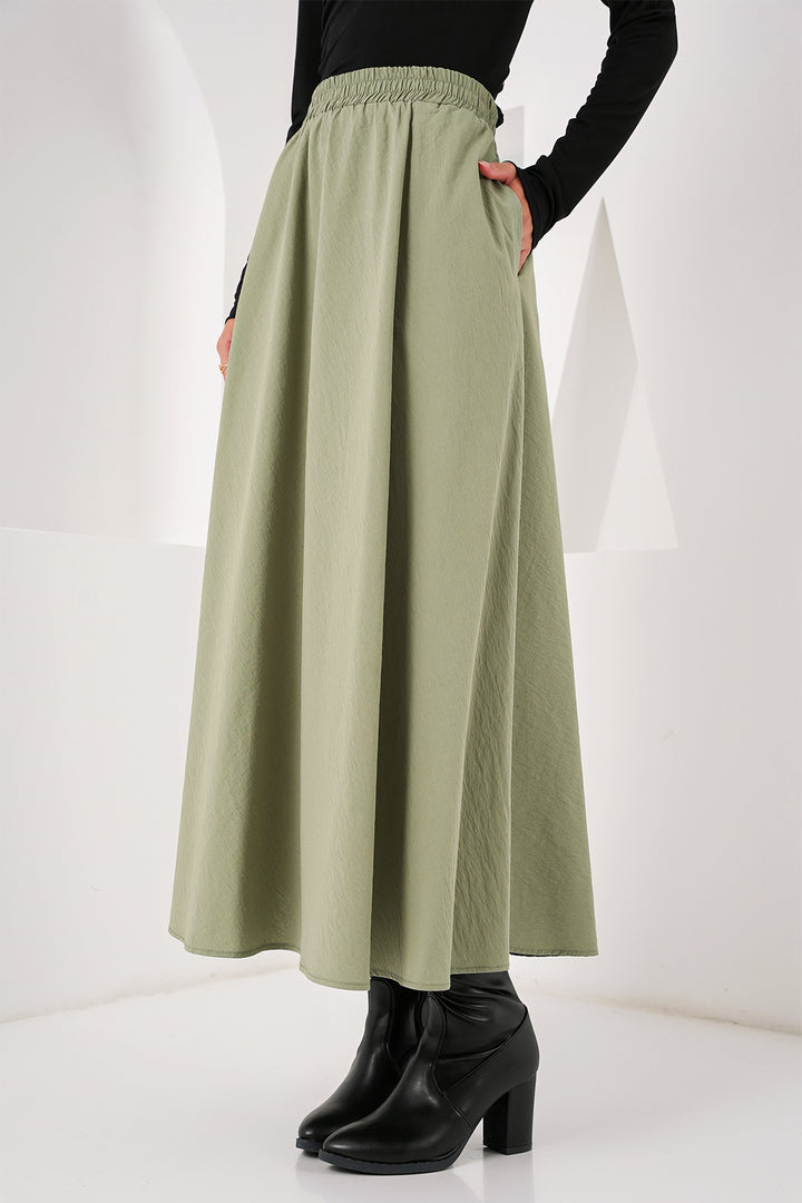 BGD Women Woman Pocket Detailed Long Skirt 8024 - Khaki - Avondale