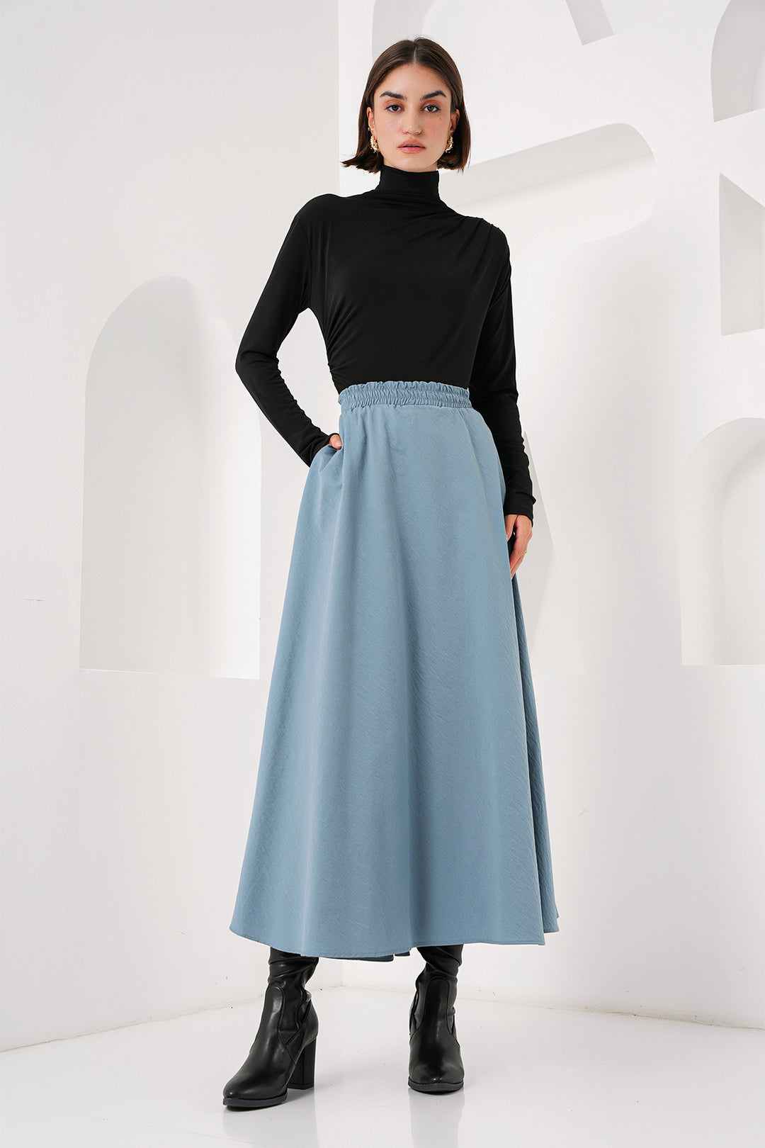 BGD Women Woman Pocket Detailed Long Skirt 8024 - Indigo - Avondale