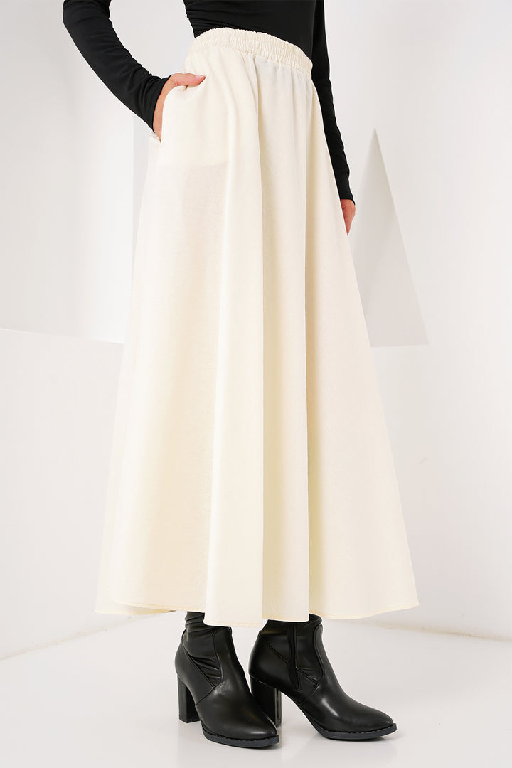 BGD Women Woman Pocket Detailed Long Skirt 8024 - Cream - Avondale