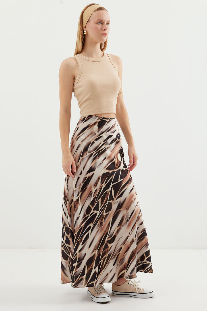 BGD Women Woman Patterned Satin Skirt 15877 - Ecru - Avondale