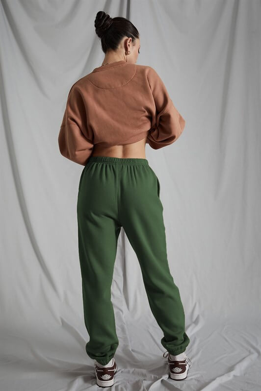 MDX Women's Khaki High Waist Elastic Oversized Sweatpants MG1235 - Salamanca