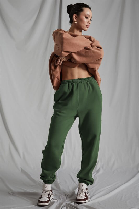 MDX Women's Khaki High Waist Elastic Oversized Sweatpants MG1235 - Salamanca