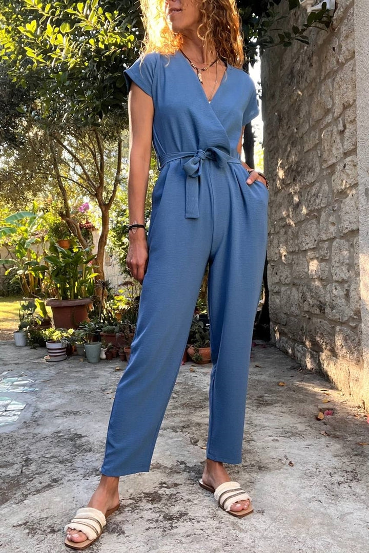 GNS Women's Indigo Wrap Jumpsuit with Self Belted Pockets BST700-K5449 - Avondale