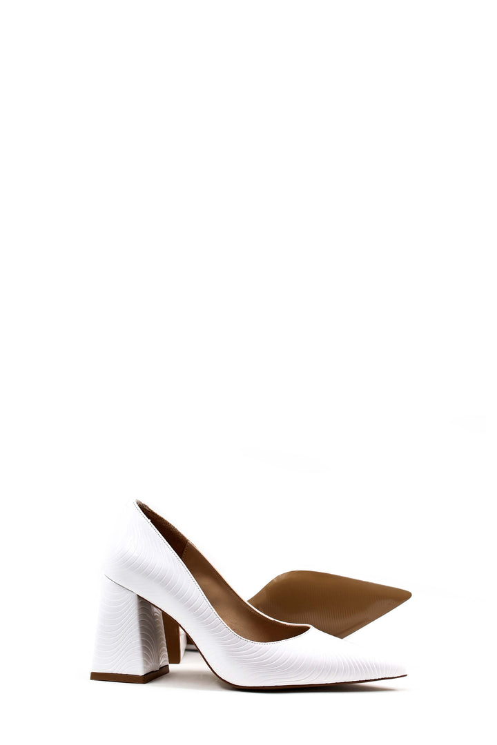 FST Woman Thick Heeled Shoe 792ZA035-328 White Patent - Wels