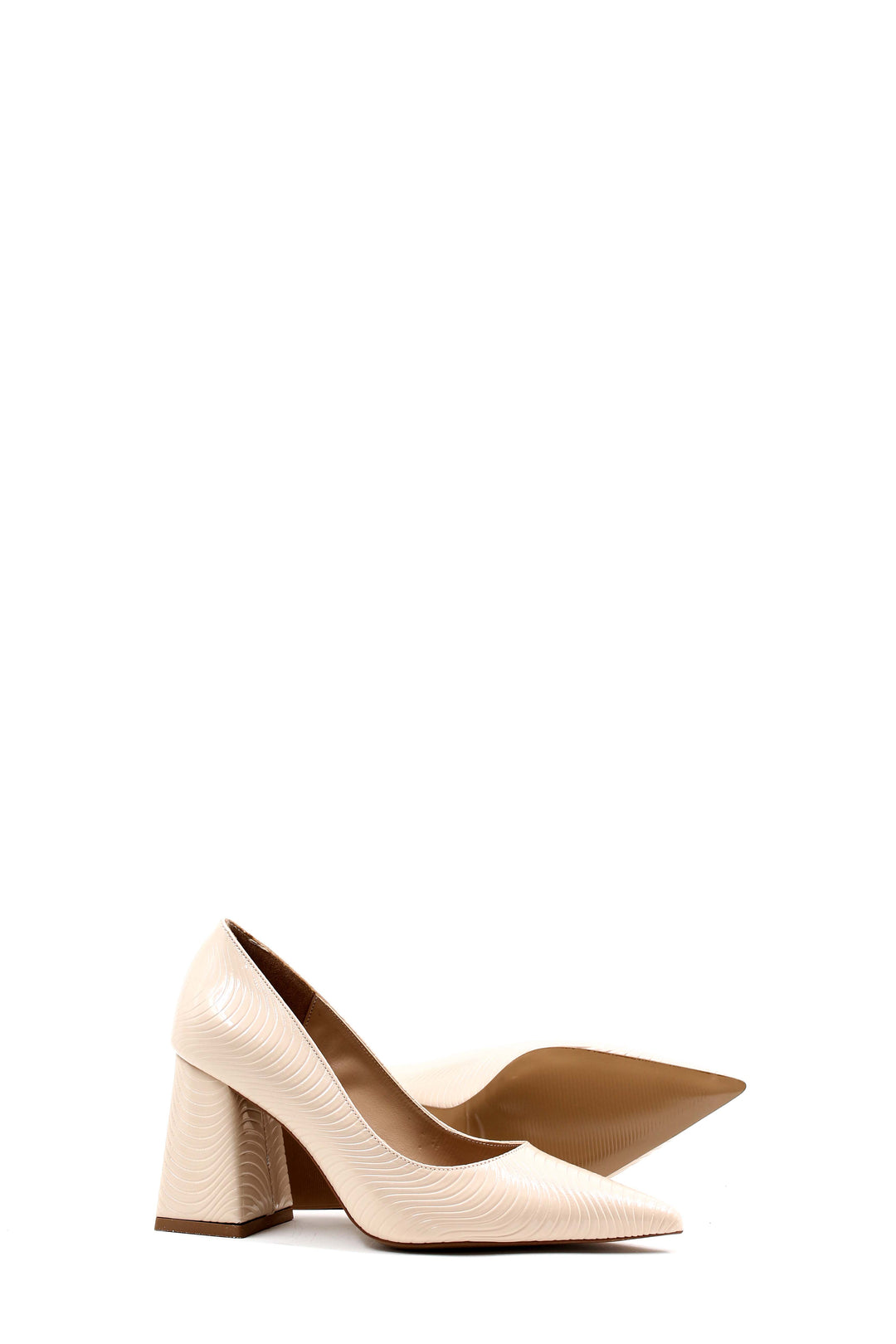 FST Woman Thick Heeled Shoe 792ZA035-328 Beige Patent - Sayreville