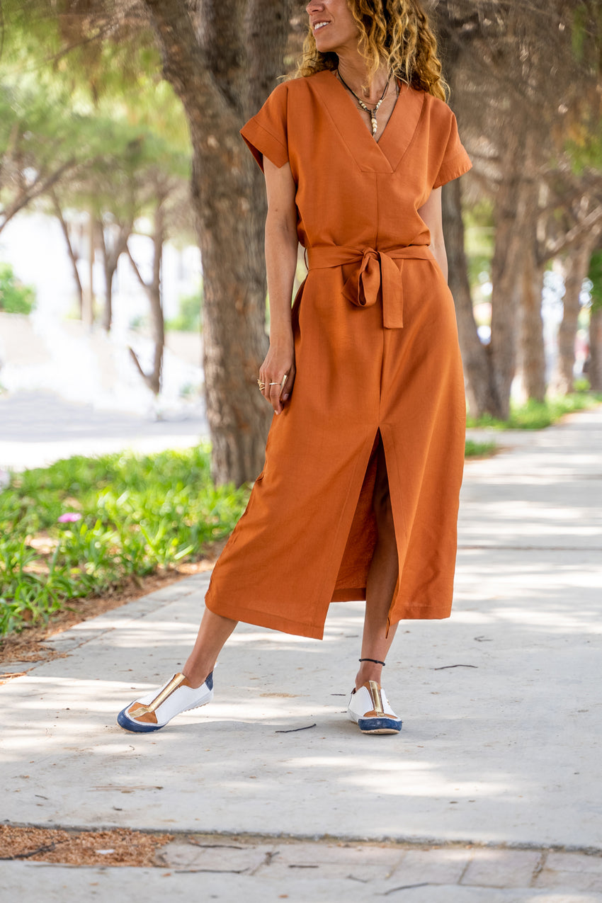 GNS Woman Plant Linen Front Slit