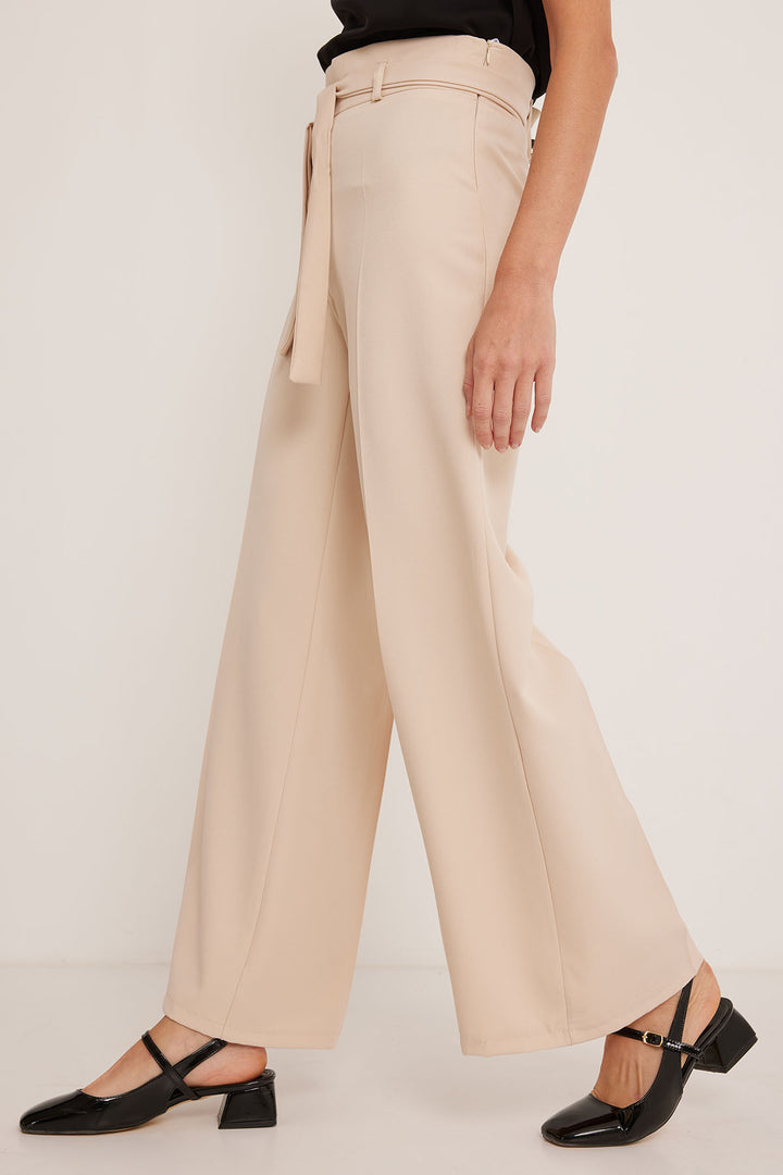 BGD Women Women Cream High Waisted Wide Leg Palazzo Pants 6651 - Avondale