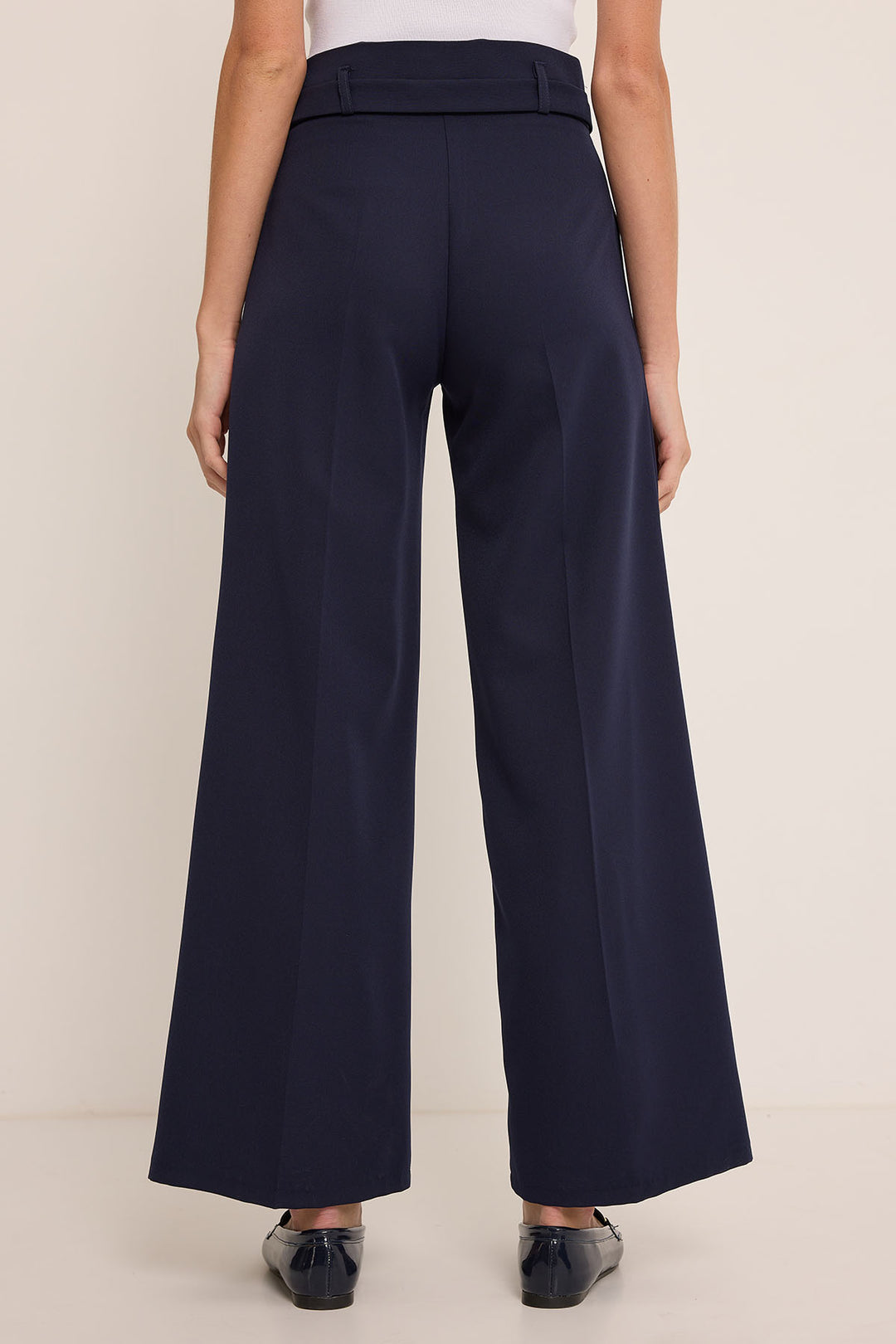 BGD Women Women's Navy Belted Wide Leg Palazzo Pants 6651 - Avondale