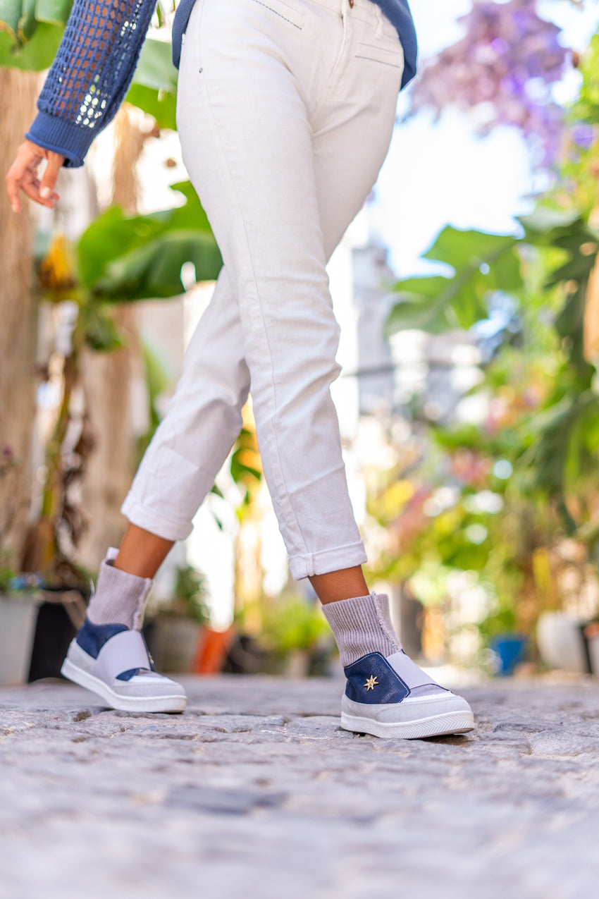 GNS Guki35 Women's Navy-Grey Casual Vegan Fi High Top Sneaker Gk-Venüs061 - St. Cloud