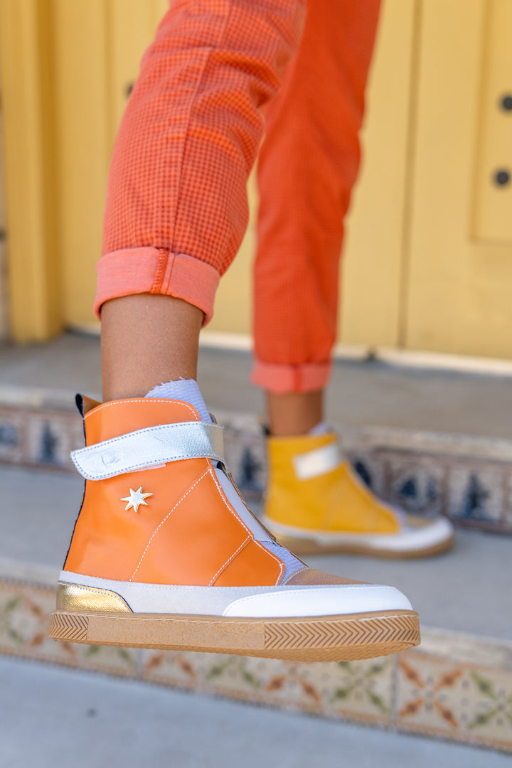 GNS Guki35 Women's Yellow-Orange Casual Vegan Warm High Top Sneaker Gk-Leporis031 - Bletchley