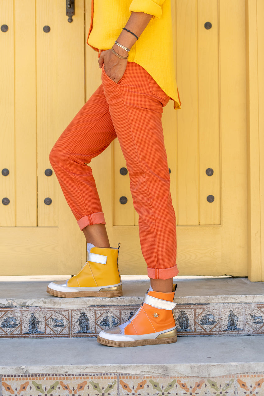 GNS Guki35 Women's Yellow-Orange Casual Vegan Warm High Top Sneaker Gk-Leporis031 - Bletchley