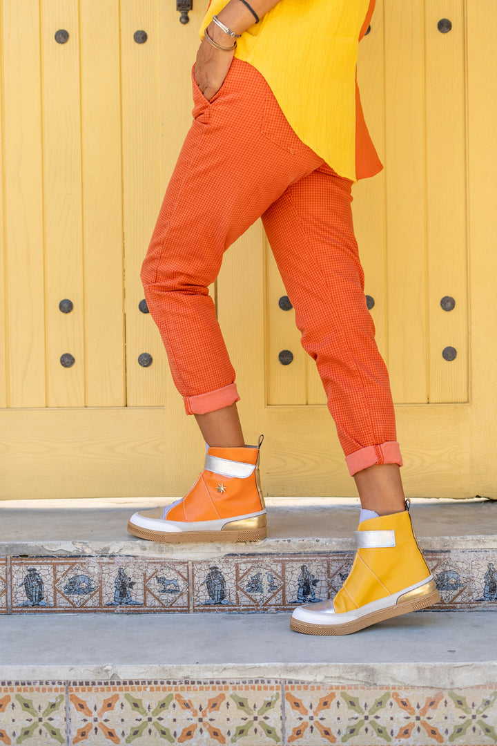 GNS Guki35 Women's Yellow-Orange Casual Vegan Warm High Top Sneaker Gk-Leporis031 - Bletchley