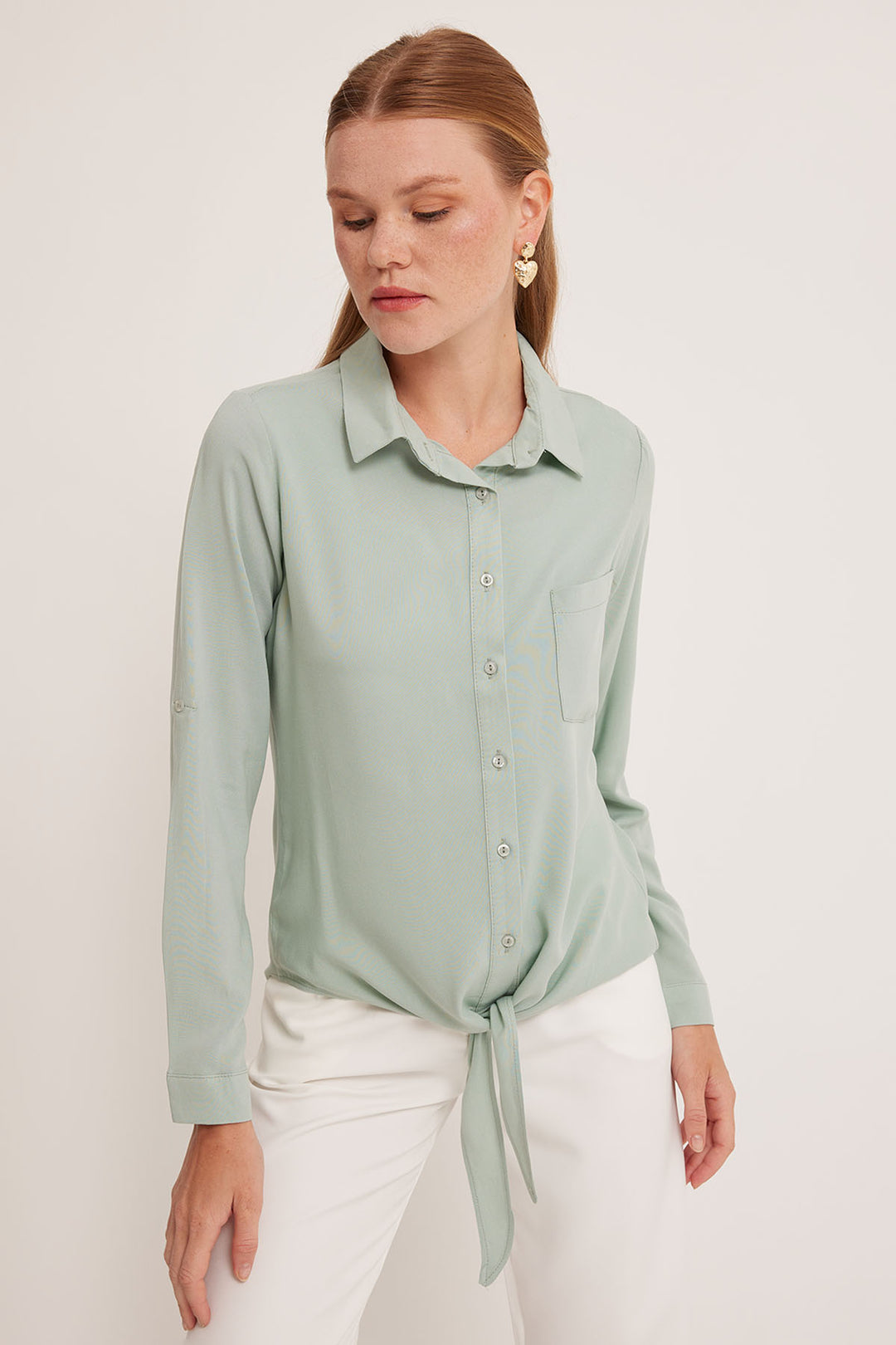 BGD Women Women's Sage Green Viscose Shirt 20237 - Avondale