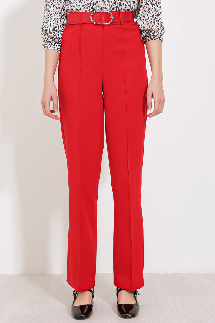 BGD Women Woman Red High Waisted Fabric Pants 6584 - Avondale