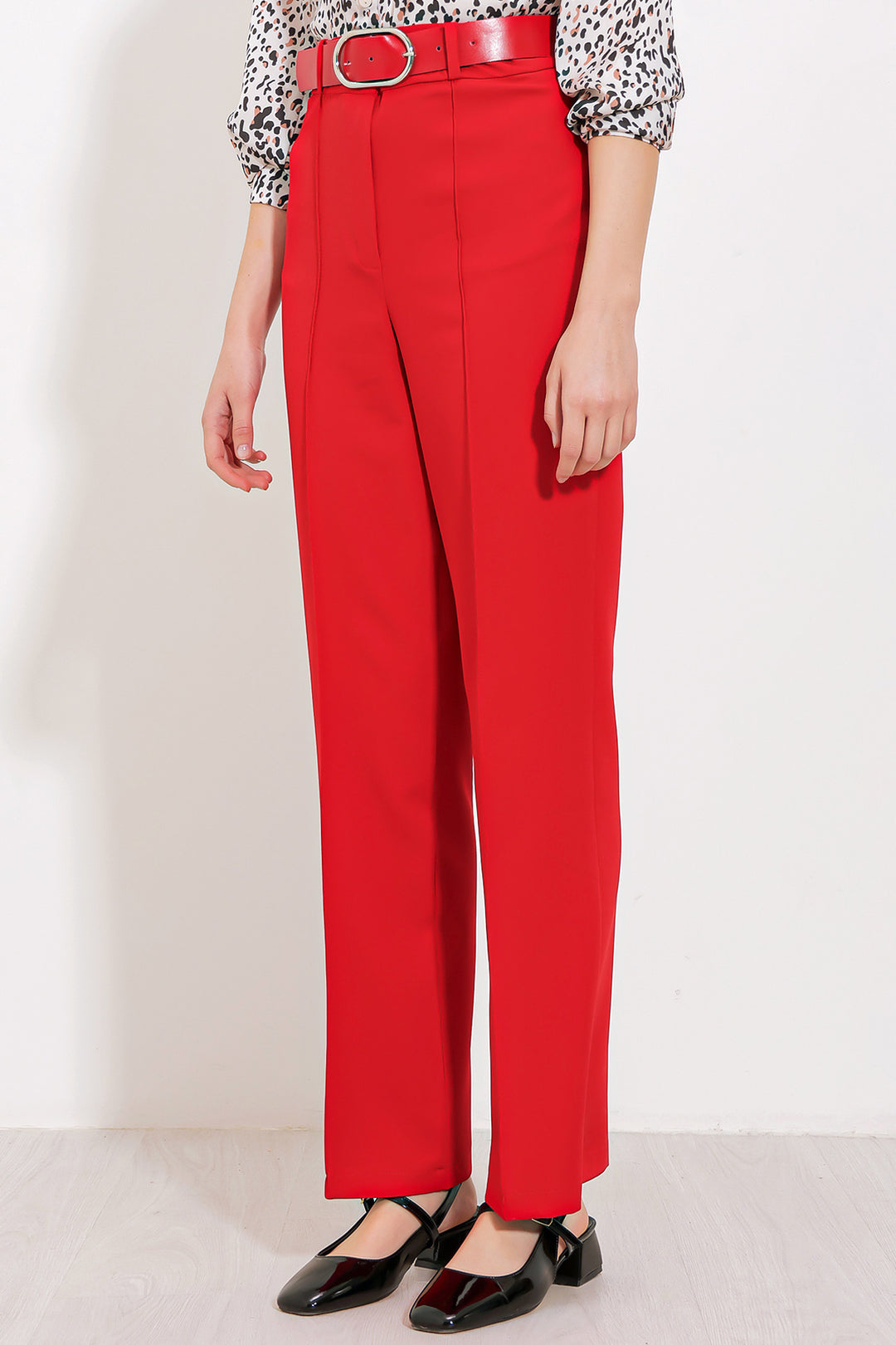 BGD Women Woman Red High Waisted Fabric Pants 6584 - Avondale