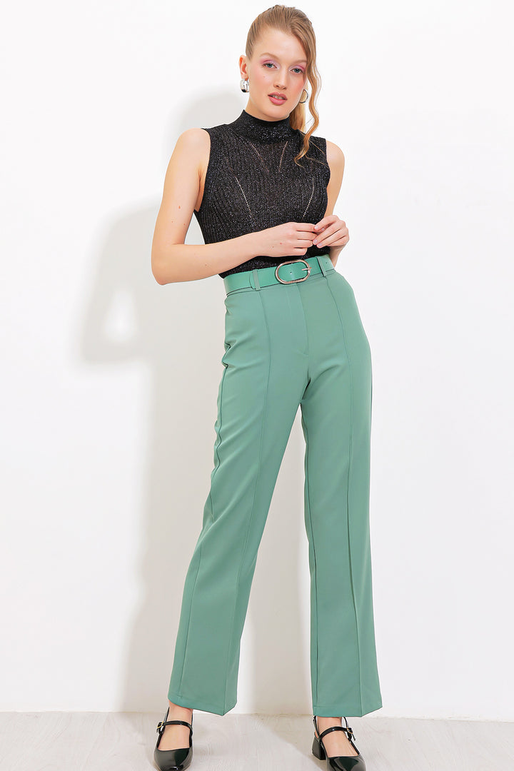 BGD Women Women's Mint High Waist Fabric Pants 6584 - Mint - Avondale