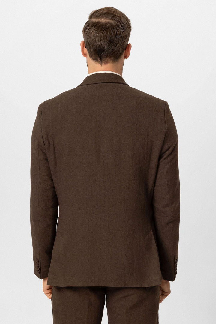 ANT Double-breasted Closure Linen Blend Men's Blazer Jacket - Hoboken