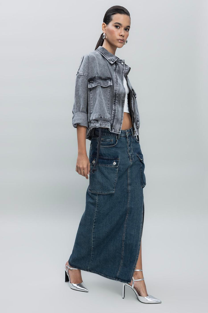 BSL Women Cargo Pocketed Denim Skirt - Horad Zhodzina