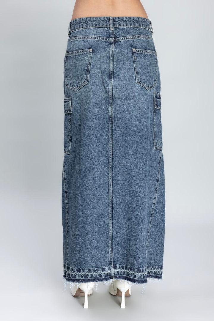 BSL Women Cargo Pocket Long Denim Skirt - Châtelet