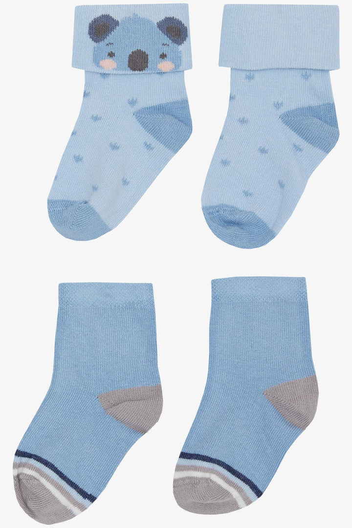 BRE Katamino Baby Boy Socks 2 Pairs Cute Koala Printed 0-24 Months, Blue - Ibiza