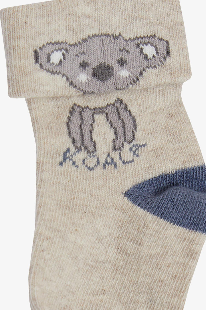 BRE Katamino Baby Boy Socks 2 Pairs Cute Koala Printed 0-24 Months, Mixed Color - Malden