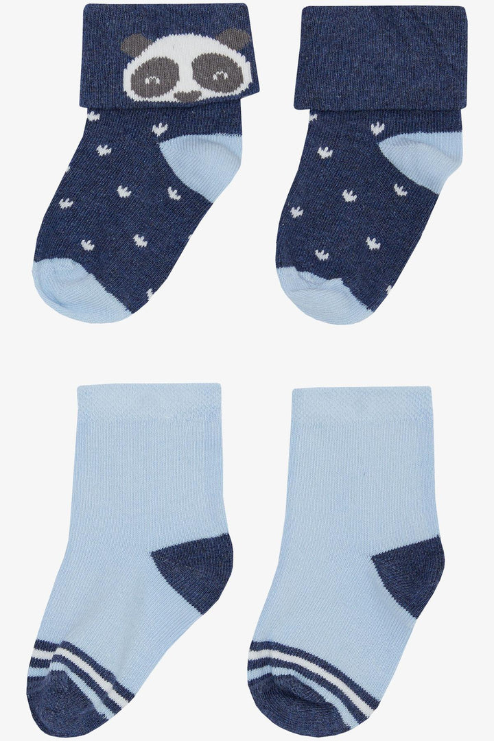 BRE Katamino Baby Boy Socks 2 Pairs Cute Panda Printed 0-24 Months, Mixed Color - Upper Arlington