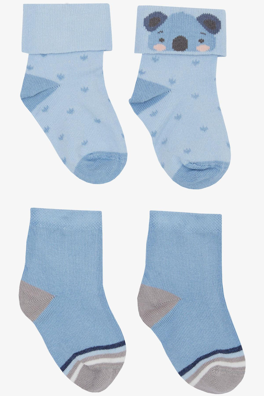 BRE Katamino Baby Boy Socks 2 Pairs Cute Koala Printed 0-24 Months, Blue - Ibiza