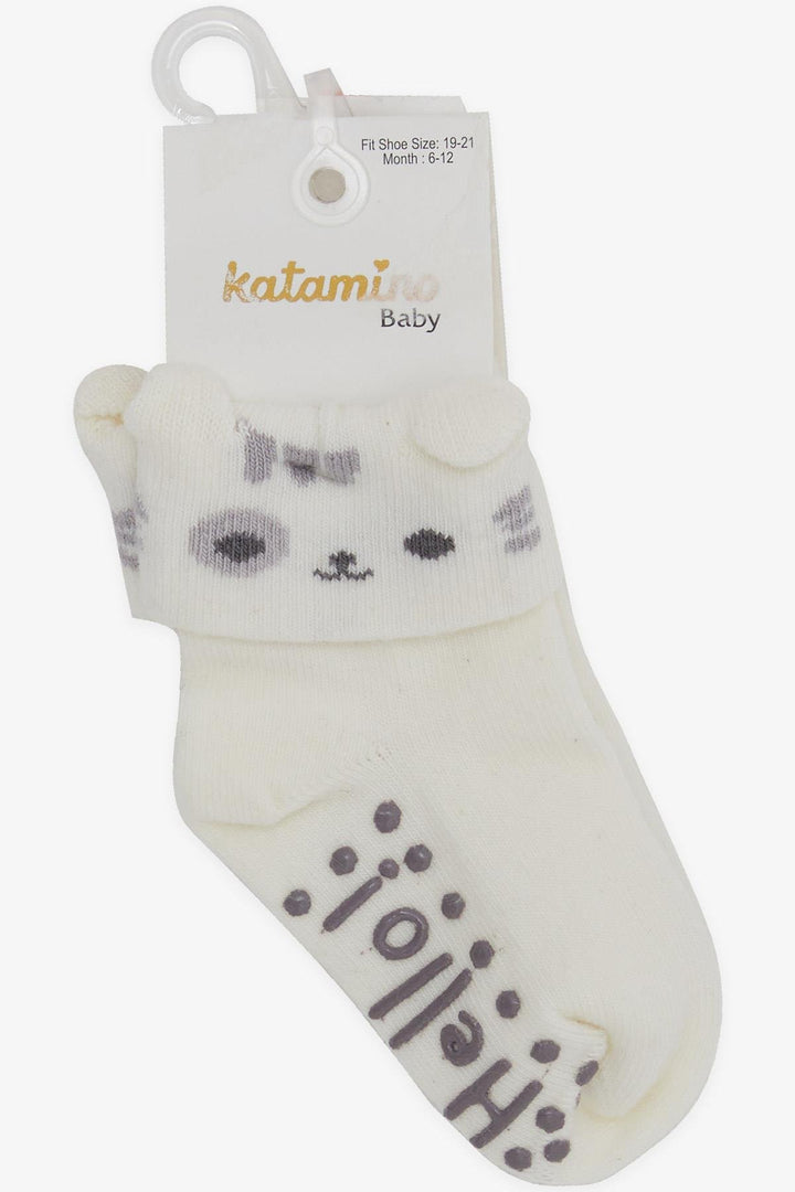 BRE Katamino Baby Boy Socks with 3D ABS, 6 Months-2 Years, Beige - Jackson