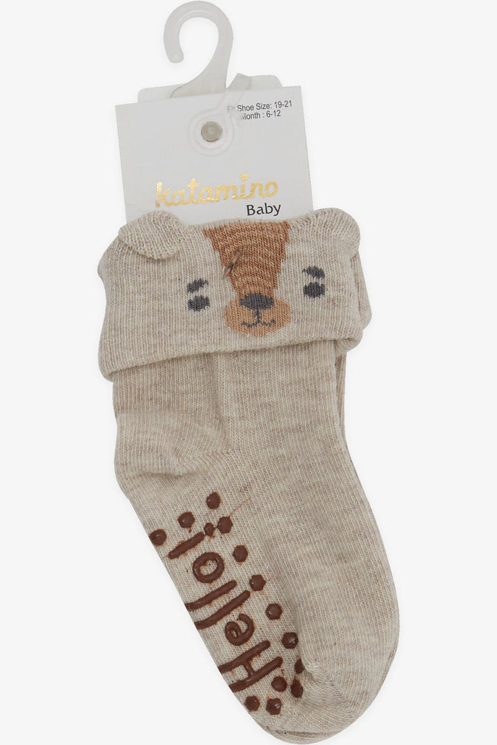 BRE Katamino Baby Boy Socket Socks 3D Abs 6 Months-2 Years, Beige - Aranjuez