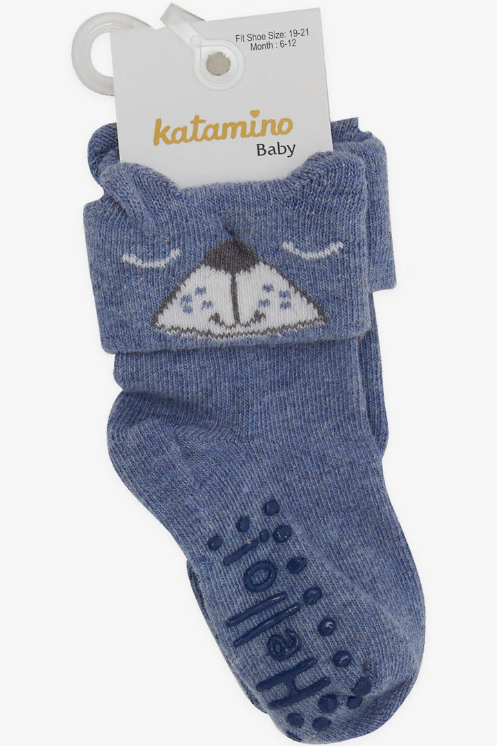 BRE Katamino Baby Boy Socks with 3D ABS, 6 Months-2 Years, Blue - Palermo