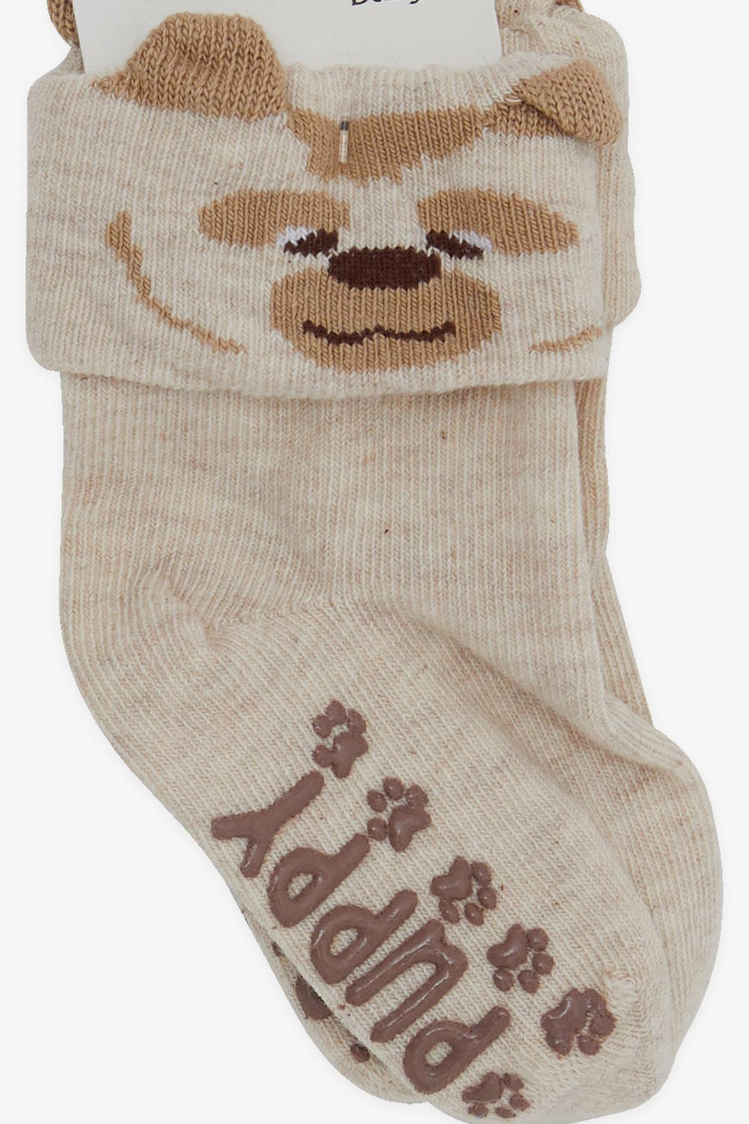 BRE Katamino Baby Boy Socks with 3D ABS, 6 Months-2 Years, Beige Melange - Delicias