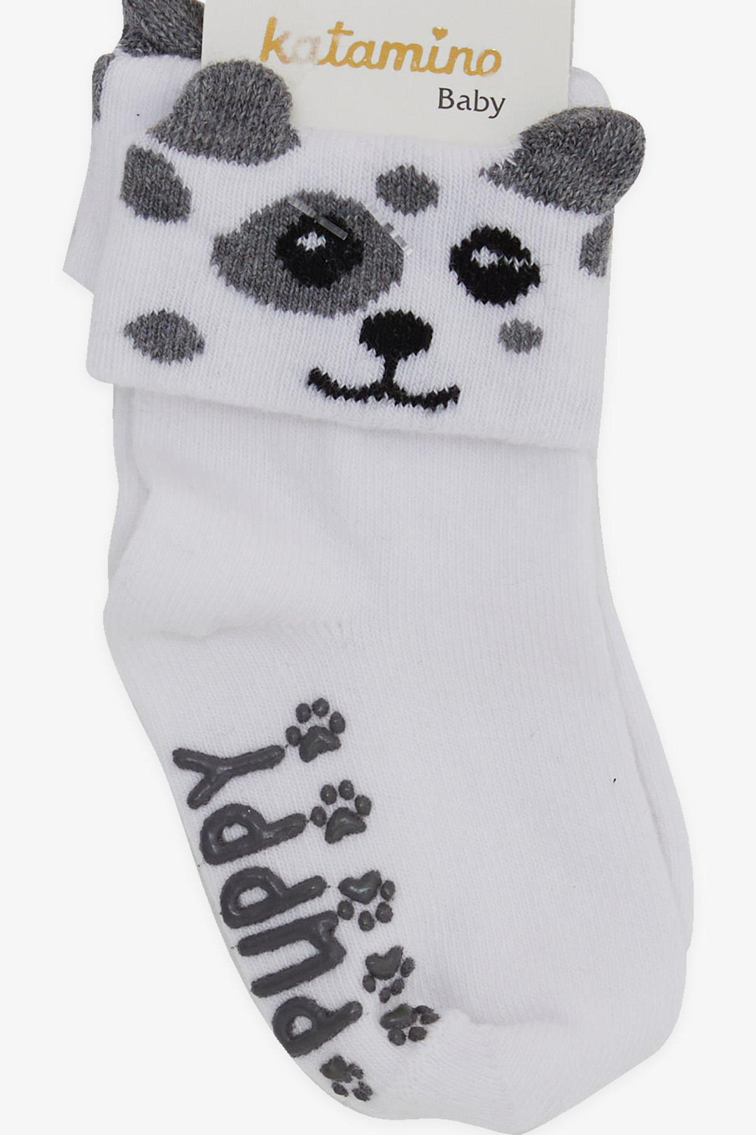 BRE Katamino Baby Boy Socks with 3D ABS, 6 Months-2 Years, White - Borgerhout