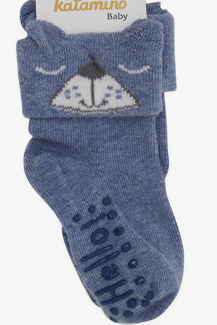 BRE Katamino Baby Boy Socks with 3D ABS, 6 Months-2 Years, Blue - Palermo