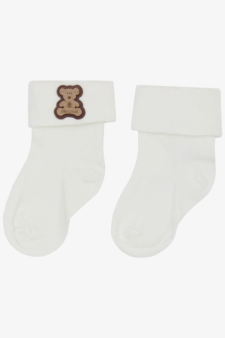 BRE Katamino Baby Boy Socks with Bear Design 08 Months, Ecru - Clearwater