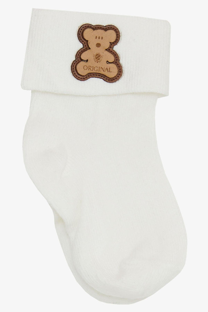 BRE Katamino Baby Boy Socks with Bear Design 08 Months, Ecru - Clearwater