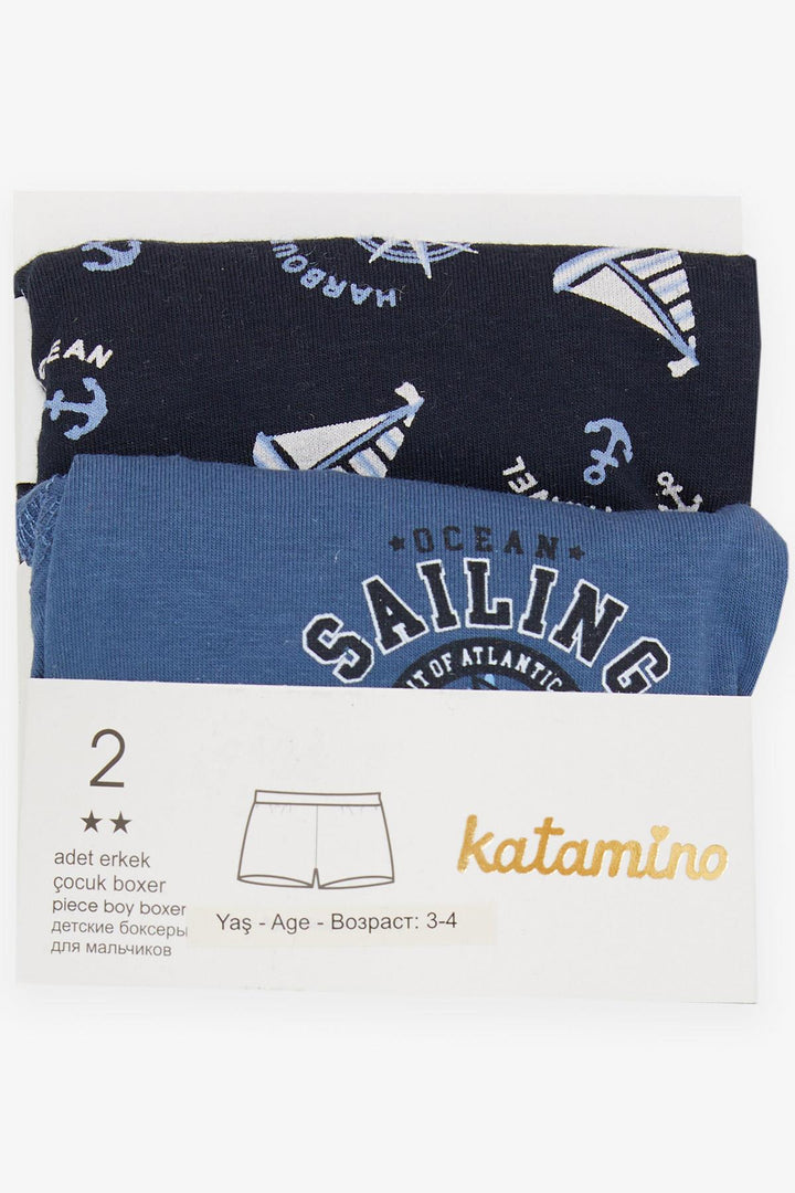 BRE Katamino Boy's 2-Pack Boxer Ocean Themed Anchor Patterned, 13 Years, Mixed Color - Gouda