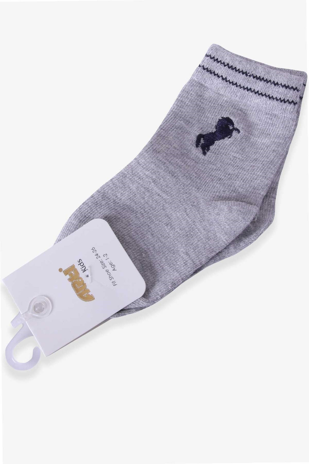 BRE Katamino Boy's Socks with Cat Embroidery 1-234 Years, Gray - Hammersmith