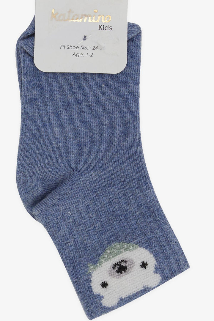 BRE Katamino Boy's Socks with Bear Print 1-2-7-8 Years, Blue - Ayr