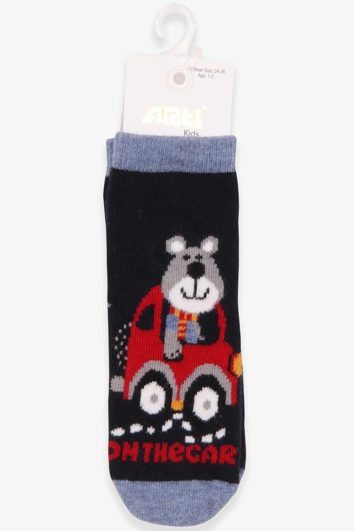 BRE Katamino Boy's Socks with Bear Pattern 1-2-7-8 Years, Navy Blue - Louisville