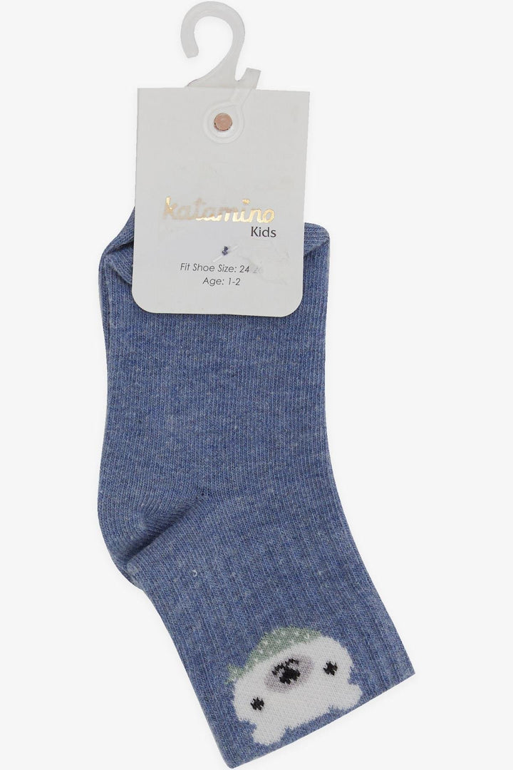 BRE Katamino Boy's Socks with Bear Print 1-2-7-8 Years, Blue - Ayr