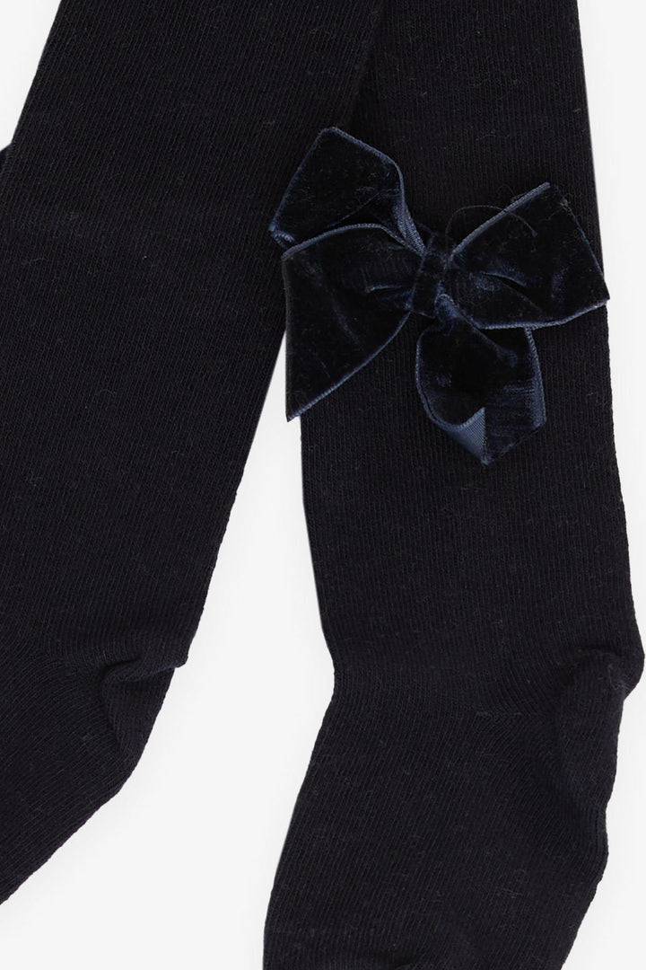 BRE Katamino Baby Girl Tights with Bow 68 Months, Navy Blue - Parker