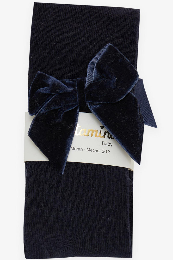 BRE Katamino Baby Girl Tights with Bow 68 Months, Navy Blue - Parker