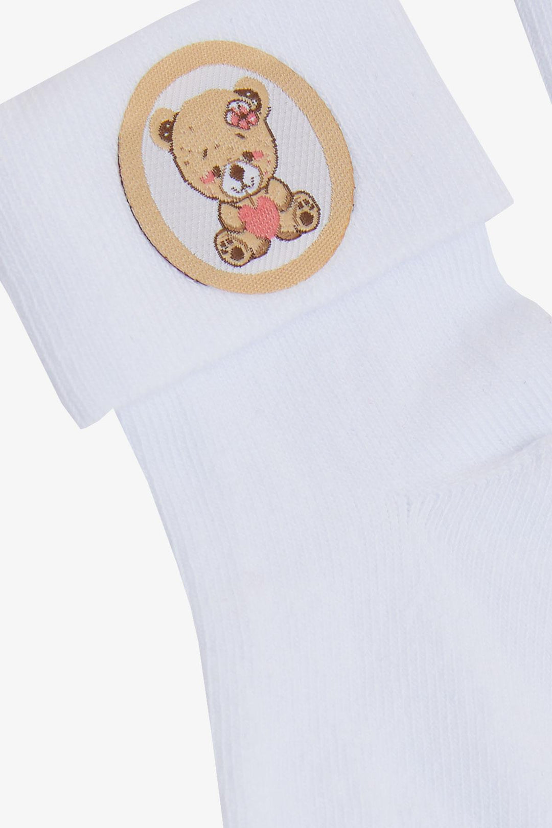 BRE Katamino Baby Girl Socks with Teddy Bear Print, 08 Months, White - East Kilbride