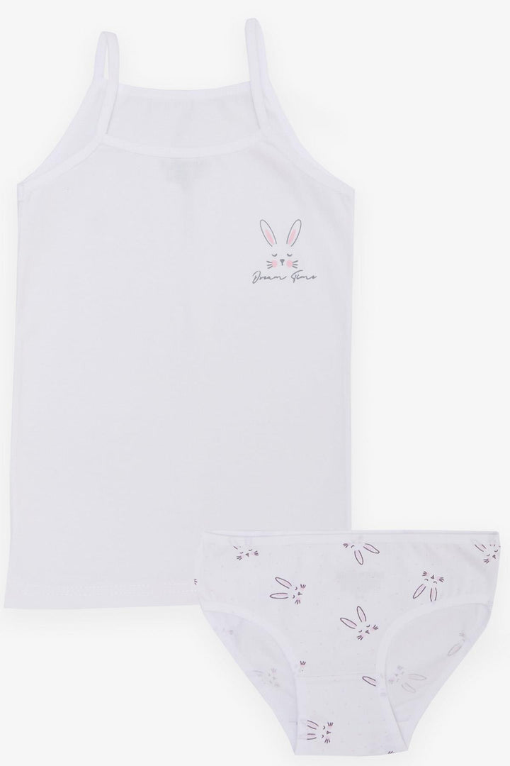 BRE Katamino Girl Child Tank Top & Panties Set Cute Bunny Printed 1-8 Years, White - Tamazunchale