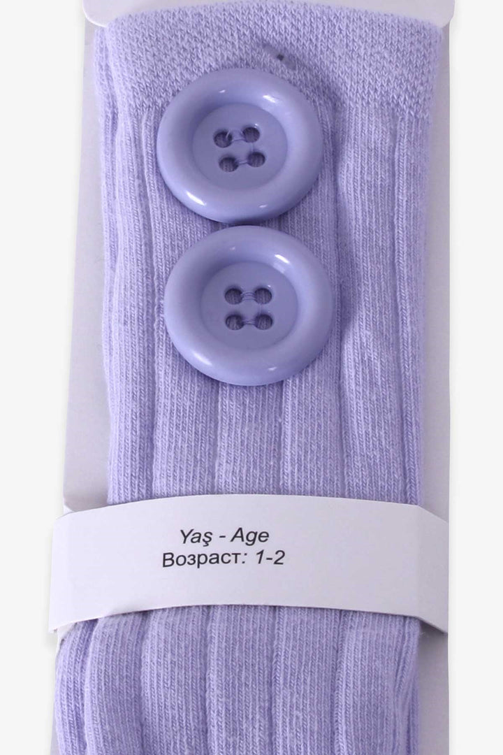 BRE Katamino Girl Child Ankle Golf Socks with Button Accessory, 1-2-7-8 Years, Purple - Vaughan