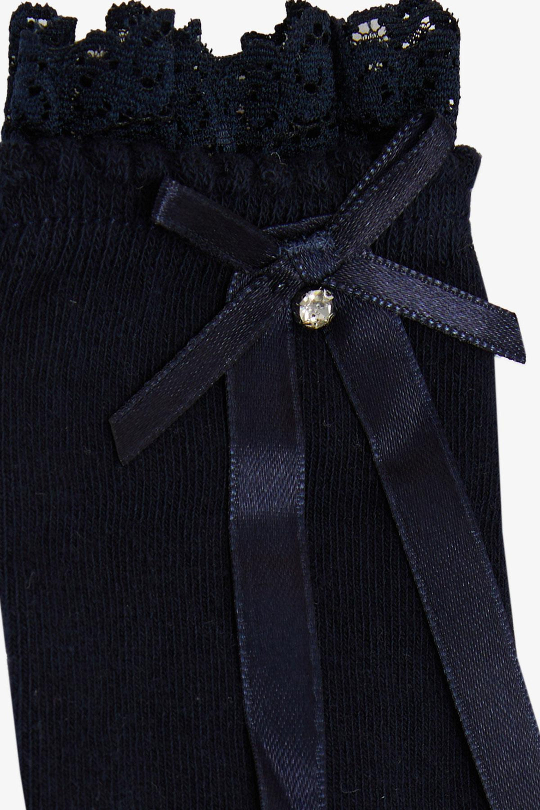 BRE Katamino Girl's Golf Socks with Stones and Bow Lace, 72 Years, Navy Blue - Pomezia